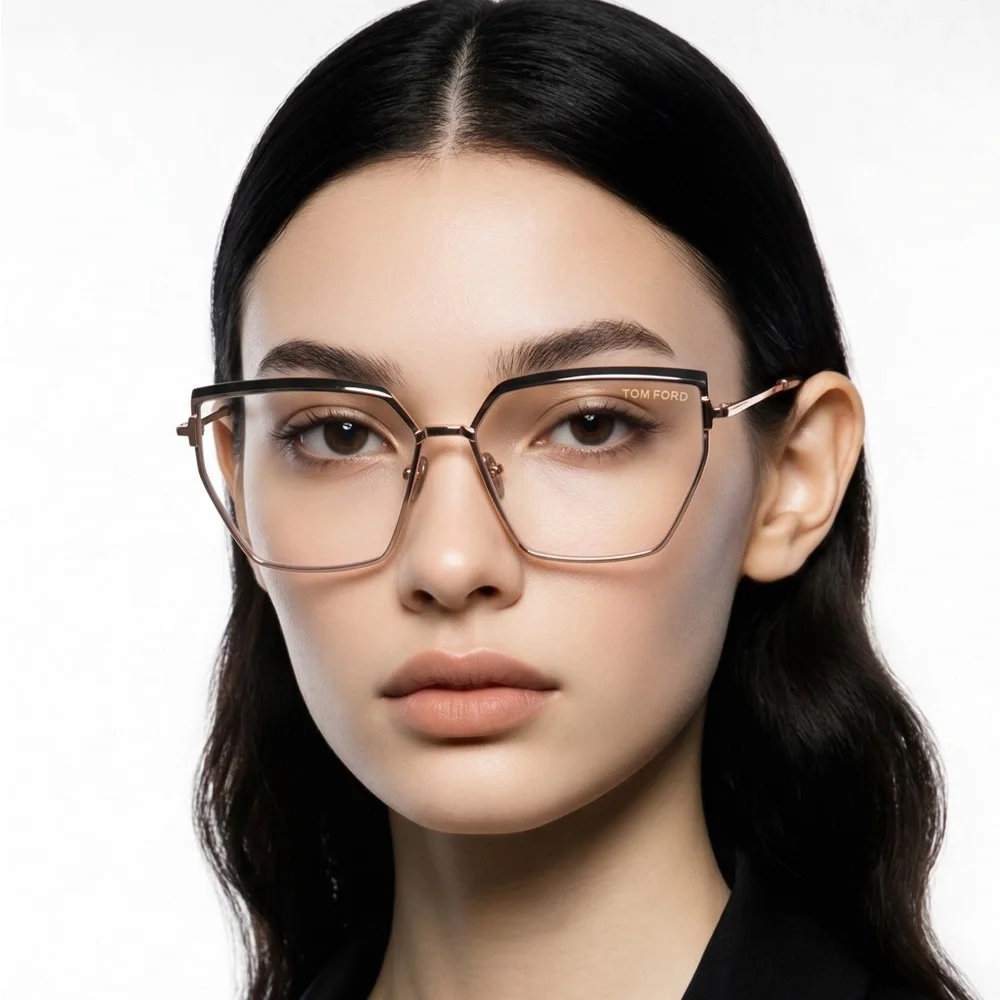 New Authentic Tom Ford Women's Gold Frame Glasses TF5946-B 028